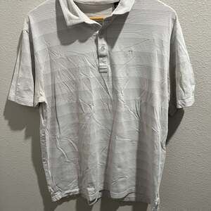 Travis Mathew Men's Gray Striped Golf Polo Shirt